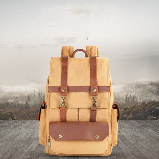 Mochila Vintage de Viaje: Canvas y Cuero